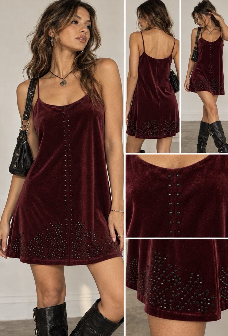 Blank NYC Women’s Slip Dress Burgundy Velvet Gothic Romantic Sz L Witchy Evening